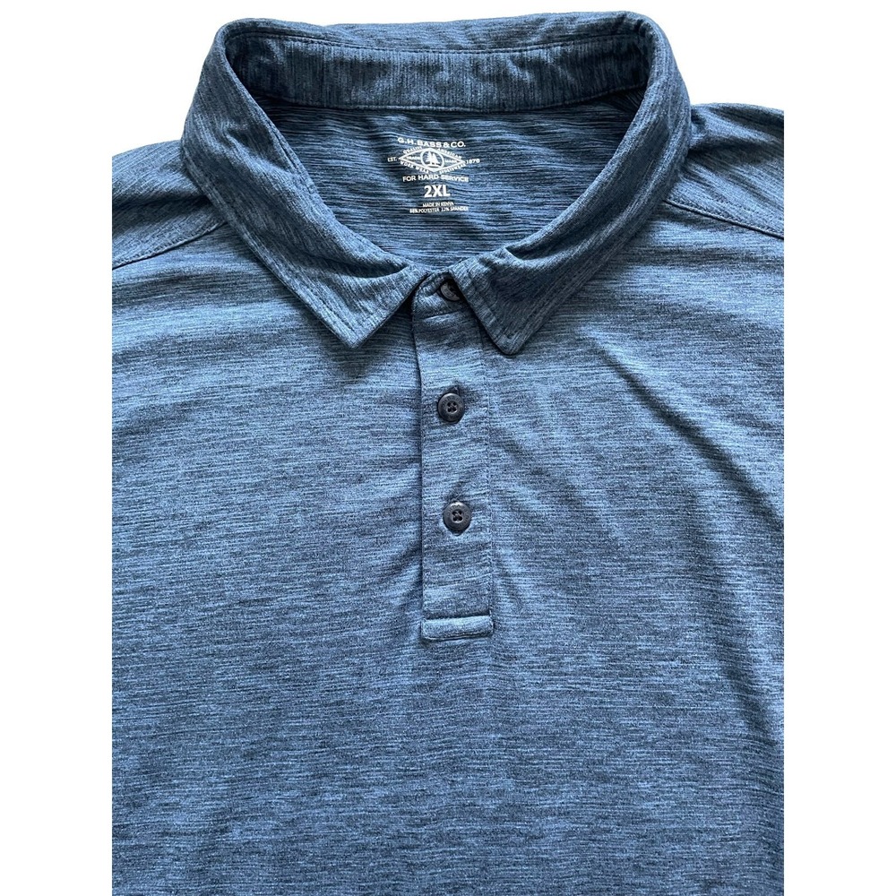 G.H.Bass&Co. Polo Shirt Men's 2XL Blue Performance Stretch Moisture Wicking Golf